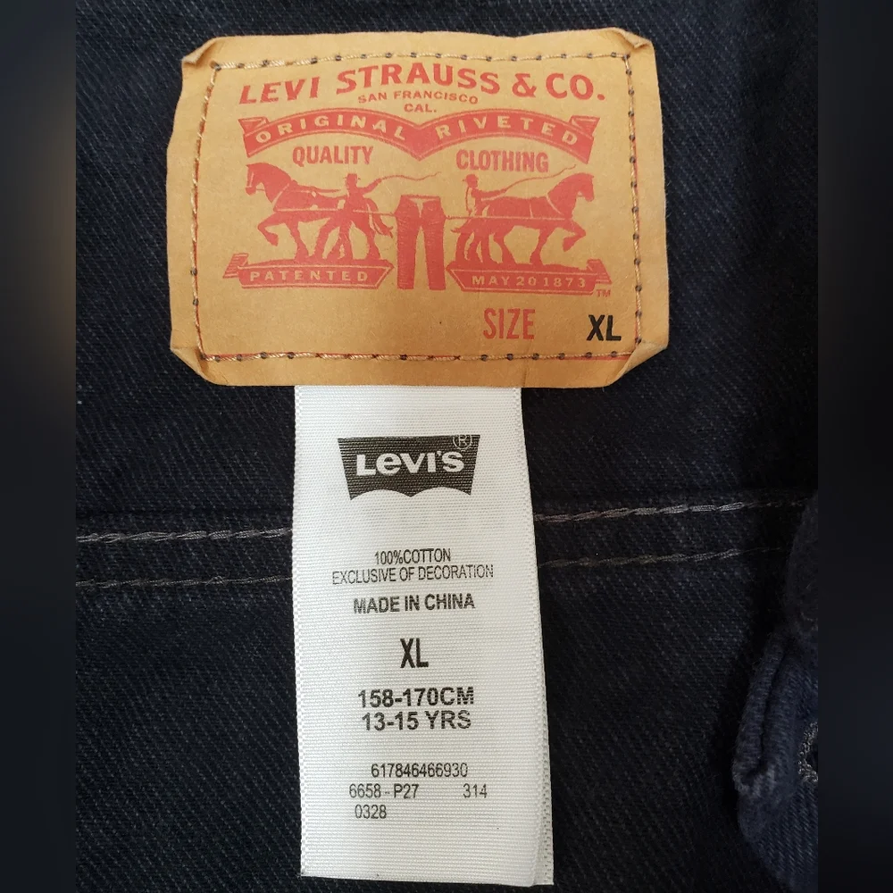 Levi's Navy Blue Cotton Denim Trucker Vest, Size XL (13-15 years) Unisex